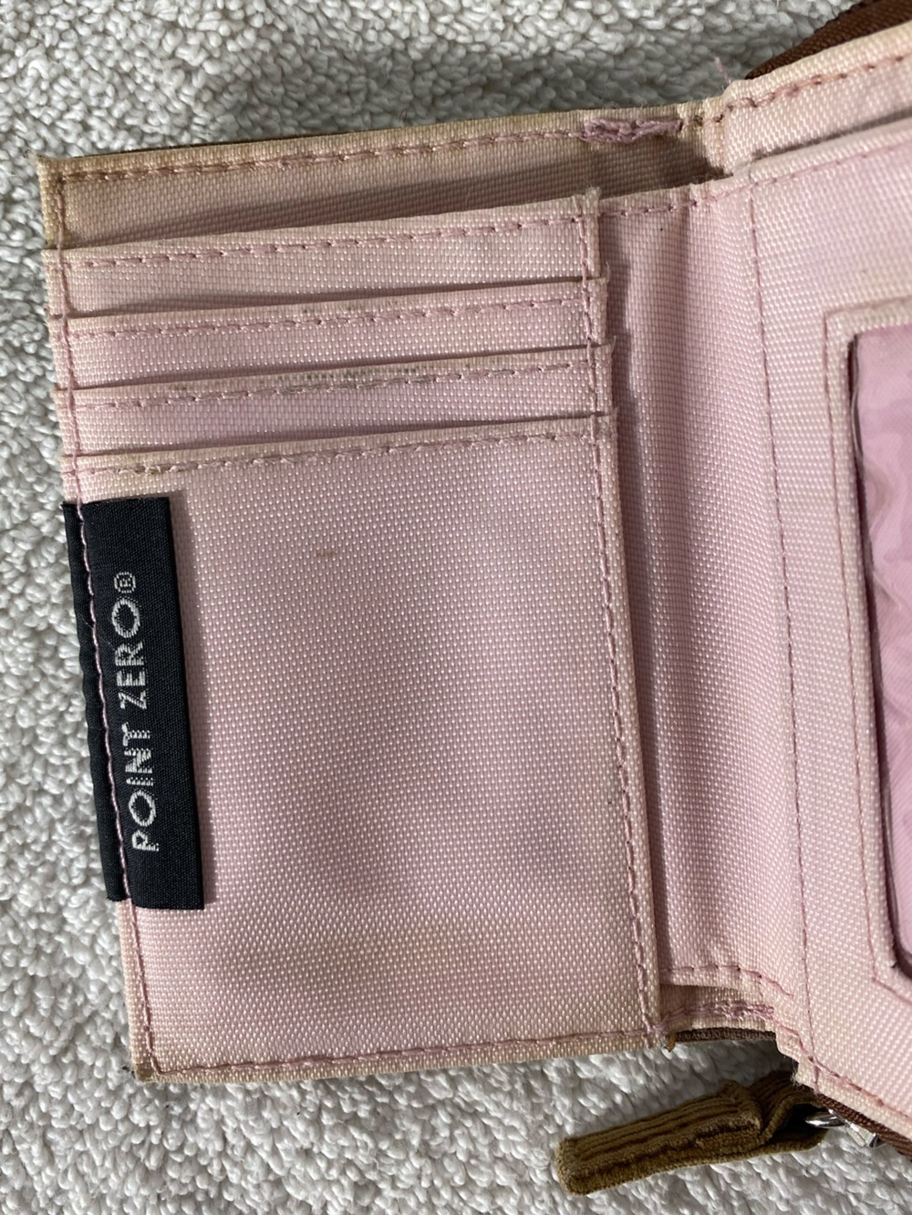 5/$25 Vintage Y2K Point Zero Brown Corduroy W Pink Flowers Tri Fold Wallet Retro - Picture 9 of 16